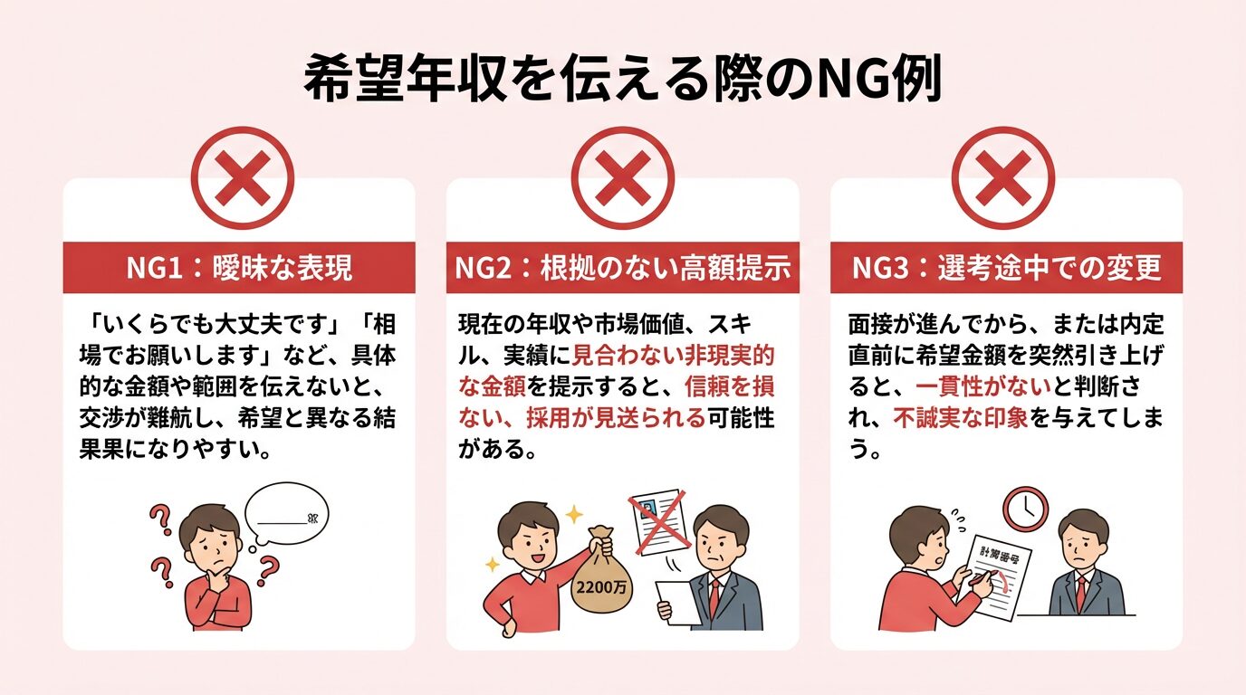 希望年収を伝える際のNG例