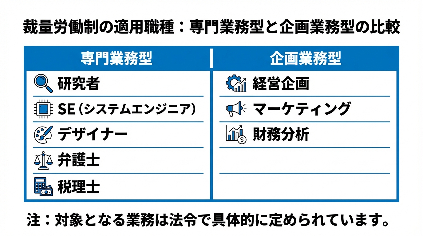インフォグラフィック：裁量労働制が適用される職種