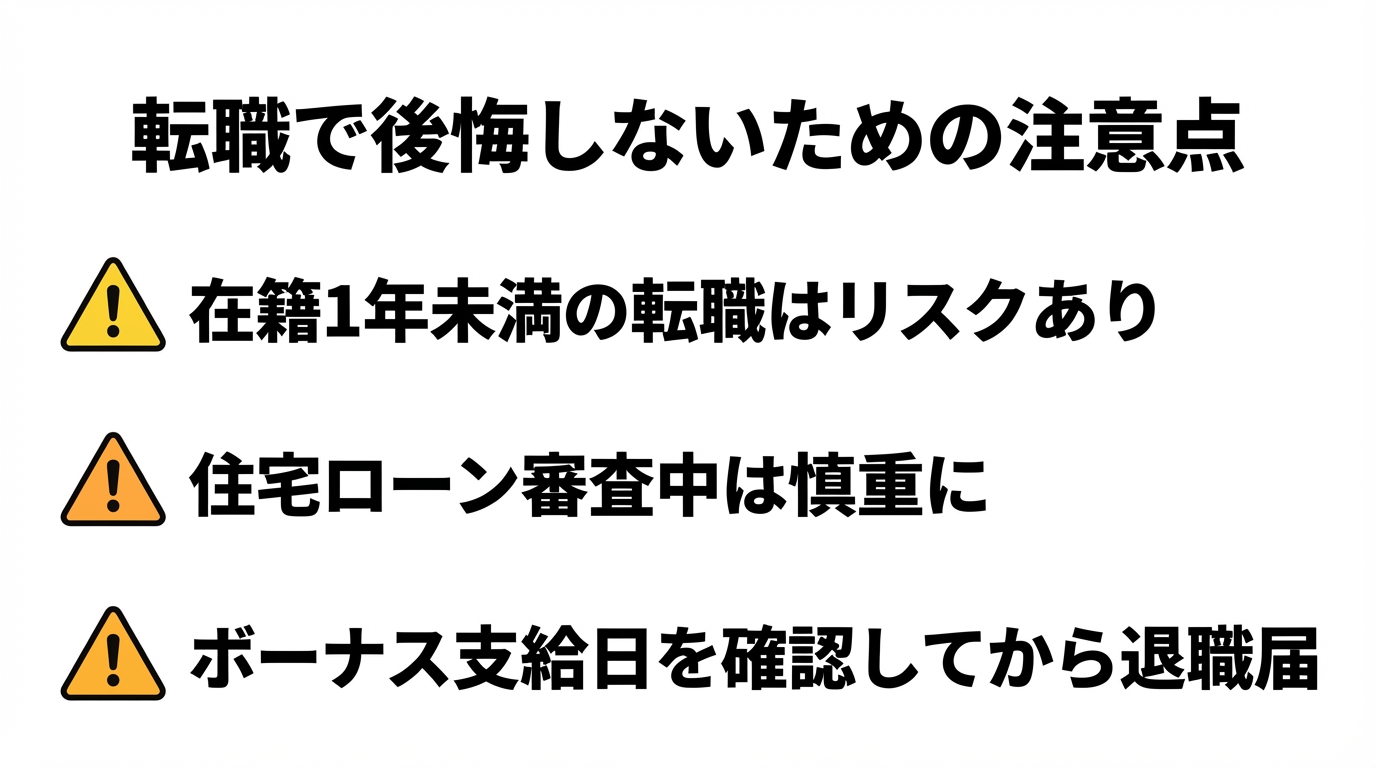 インフォグラフィック：転職時期で後悔しないためのポイント