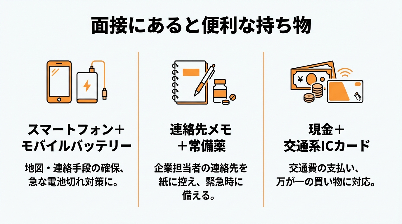 インフォグラフィック:面接にあると便利な持ち物