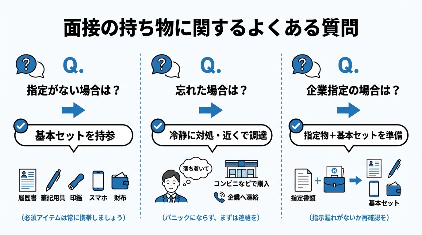 インフォグラフィック:面接の持ち物に関するよくある質問
