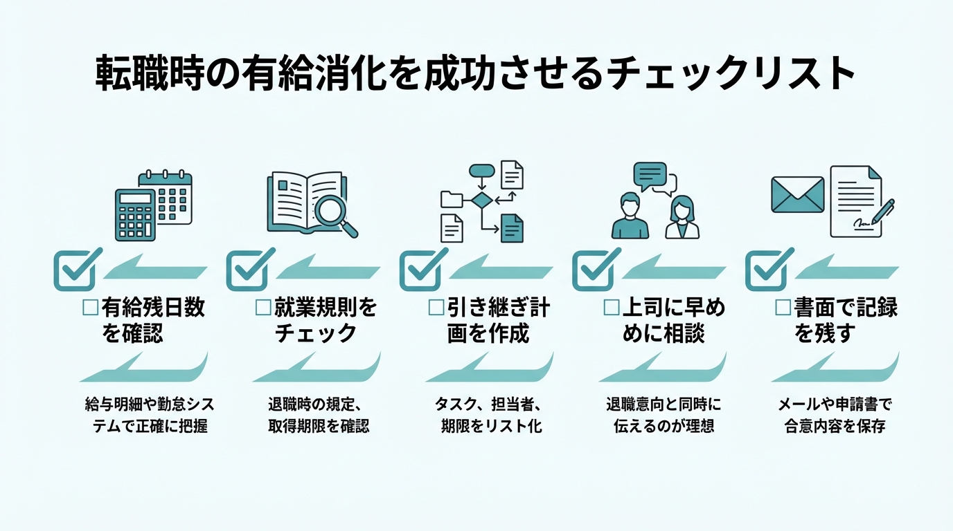 インフォグラフィック：まとめ：転職時の有給消化を成功させるために