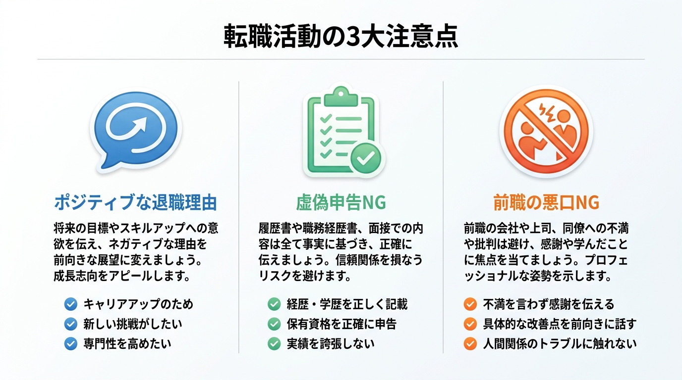 転職活動における注意点